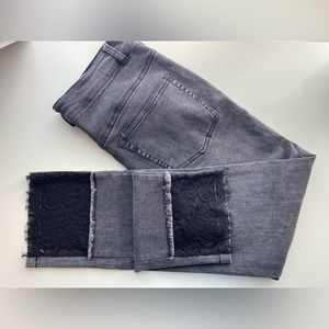YESTA Black Denim Jeans with Lace Details in Size 4